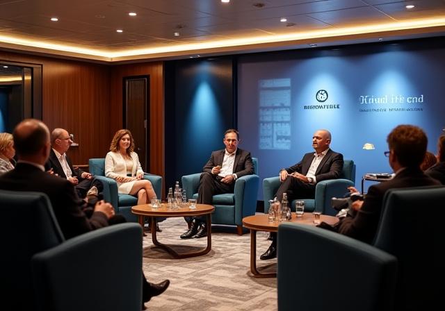 Zeitgenössische Autoren bei Diskussion in Schiffslounge